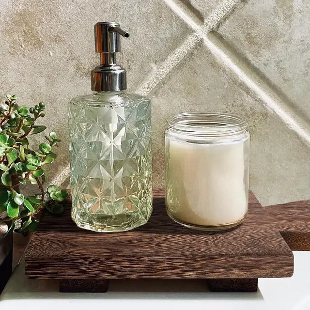 Alt view image 4 of 7 - Vintage Black Wooden Soap Holder & Tray - Soap Stand/Riser for Kitchen & Bathroom Sink, Bottle & Plant Holder