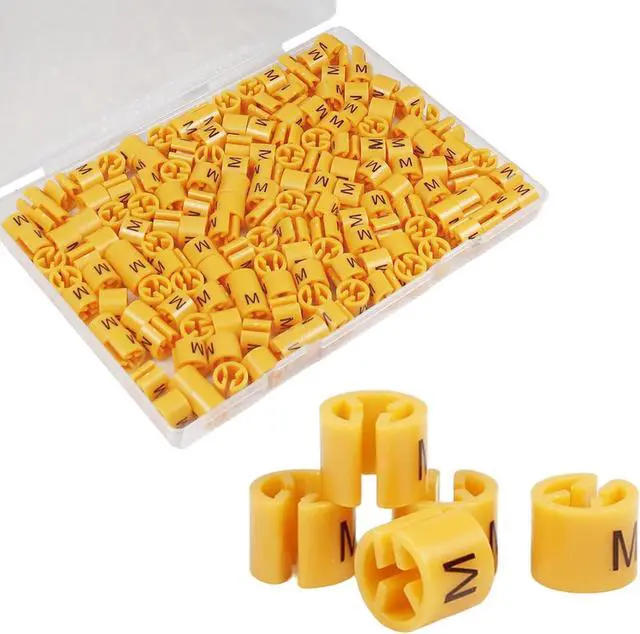 Main image of 150Pcs Clothes Hanger Size Color-Coding Garment Size Markers | Plastic Hangers Size Tags, Fit 3.5mm Rod for Clothing Snap Number Labels Accessories Color Coding, (Yellow-M)