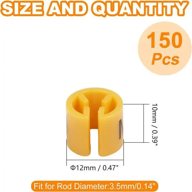 Alt view image 2 of 7 - 150Pcs Clothes Hanger Size Color-Coding Garment Size Markers | Plastic Hangers Size Tags, Fit 3.5mm Rod for Clothing Snap Number Labels Accessories Color Coding, (Yellow-M)