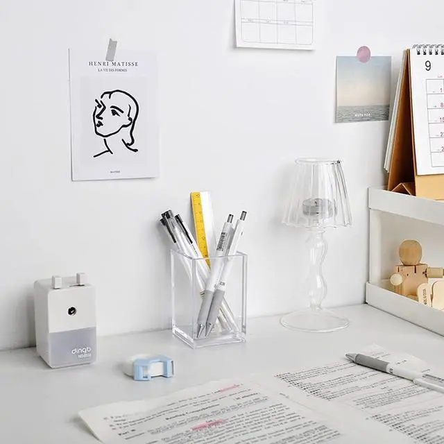 Alt view image 3 of 7 - HSYMQ 2 Pack Clear Acrylic Pencil Pen Holder Cup, Makeup Brush Holder Acrylic Desk Accessories