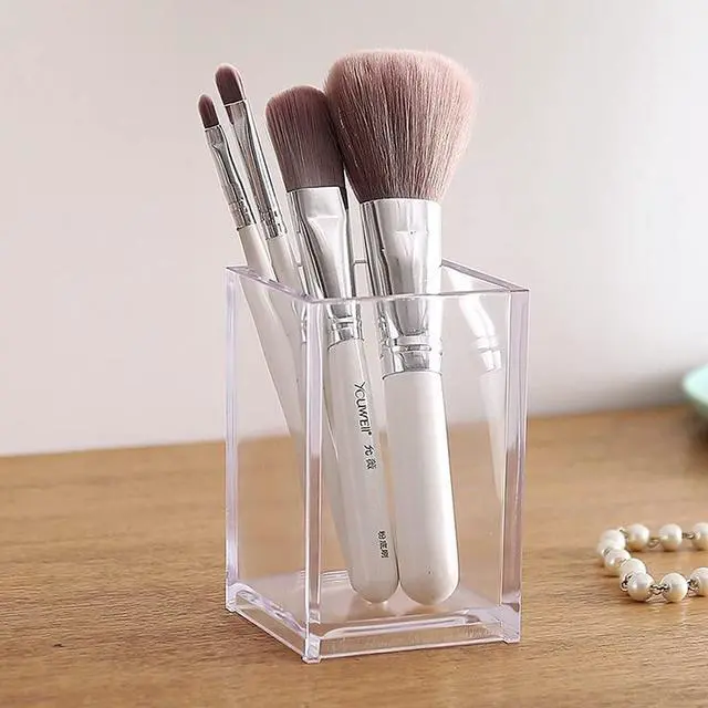 Alt view image 5 of 7 - HSYMQ 2 Pack Clear Acrylic Pencil Pen Holder Cup, Makeup Brush Holder Acrylic Desk Accessories