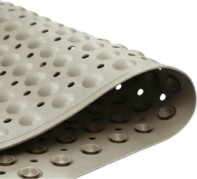 Alt view image 5 of 6 - Bathtub Anti-Slip Mat Shower Mat with Suction Cups Drain Hole Foot Massage Bathroom Floor Mat 28x16 Inch (Khaki)
