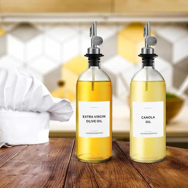 Alt view image 4 of 7 - Spaceneat Olive Oil Labels for Glass Bottles - 2.5" x 2.5" Waterproof & Oil-Proof Kitchen PVC Sticker Labels for Oils, Vinegars, Sauces, Cooking Wines & Condiments - Minimalist White, 39pcs