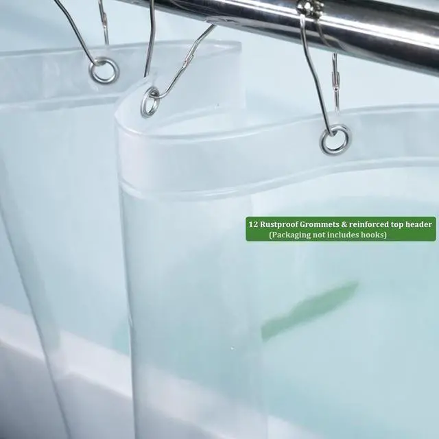 Alt view image 2 of 7 - Long Shower Curtain Liner,72x75 Inch Length PEVA Clear Plastic Tall Shower Liner with 6 Magnets for Bathroom, Lightweight & Waterproof with Rustproof Grommets