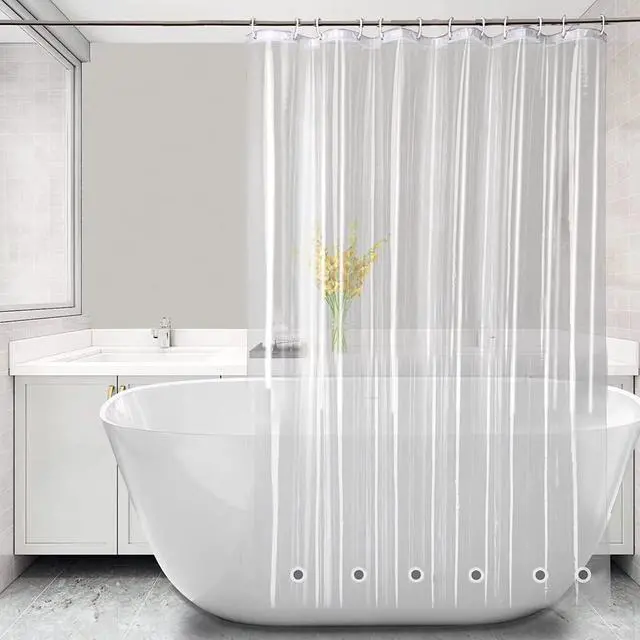 Main image of Long Shower Curtain Liner,72x75 Inch Length PEVA Clear Plastic Tall Shower Liner with 6 Magnets for Bathroom, Lightweight & Waterproof with Rustproof Grommets