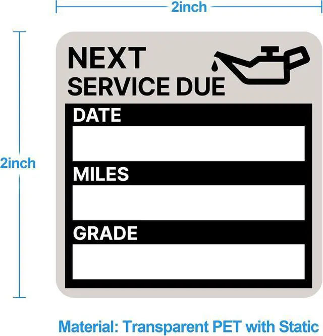 Alt view image 2 of 7 - for Oil Change Sticker Static Cling, Clear Stickers 120 Pcs 2x 2 Next Service Due Sticker for Windshield, Easy to Peel with No Residue for Car Auto Vehicle Window (Grey)
