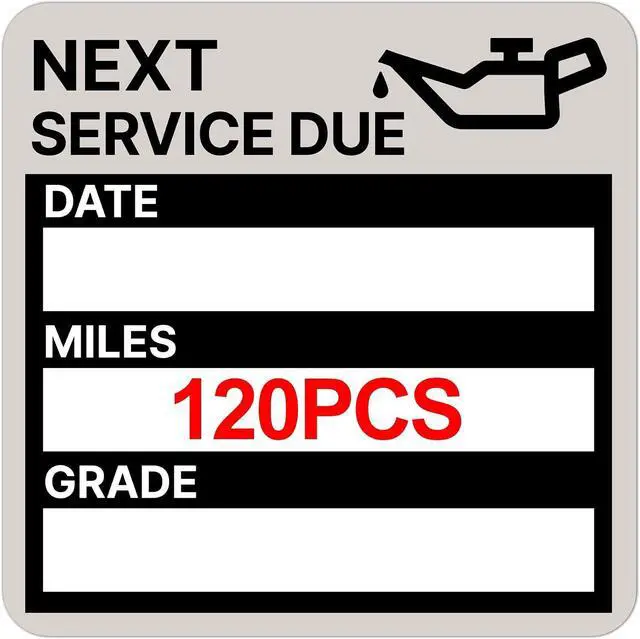 Main image of for Oil Change Sticker Static Cling, Clear Stickers 120 Pcs 2x 2 Next Service Due Sticker for Windshield, Easy to Peel with No Residue for Car Auto Vehicle Window (Grey)