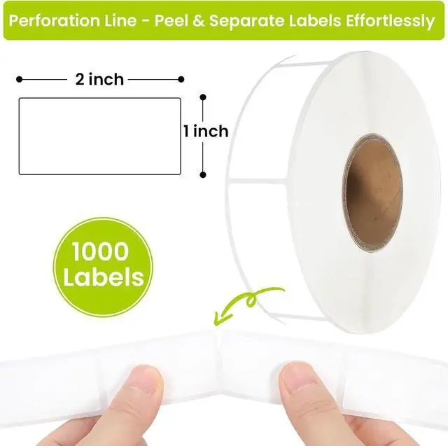 Alt view image 2 of 7 - 1000 Pcs Removable Food Labels Stickers with Perforation Line, 1" x 2" | For Storage Bins, Jars, Waterproof & Oil Resistant, Freezer Labels, Bottle Labels Easy Peel Off, Labels for Food Containers