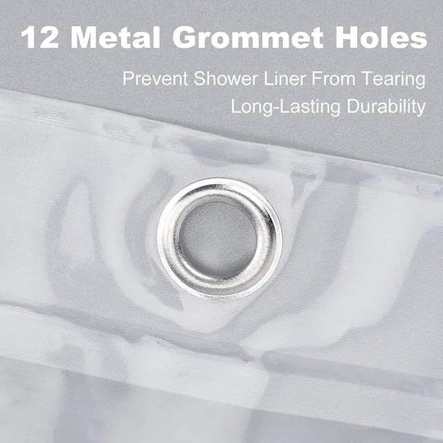 Alt view image 5 of 7 - Blu-Pier Tech Clear Shower Curtain Set,Waterproof,PEVA Shower Curtain Liner for Bathroom72W x 72H-6Gauge