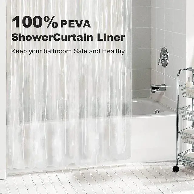 Alt view image 2 of 7 - Blu-Pier Tech Clear Shower Curtain Set,Waterproof,PEVA Shower Curtain Liner for Bathroom72W x 72H-6Gauge