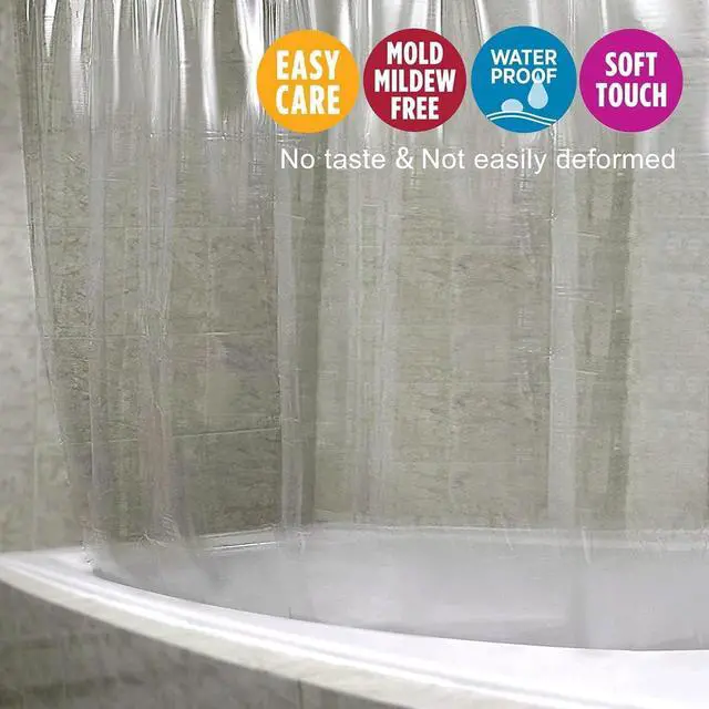 Alt view image 3 of 7 - Blu-Pier Tech Clear Shower Curtain Set,Waterproof,PEVA Shower Curtain Liner for Bathroom72W x 72H-6Gauge