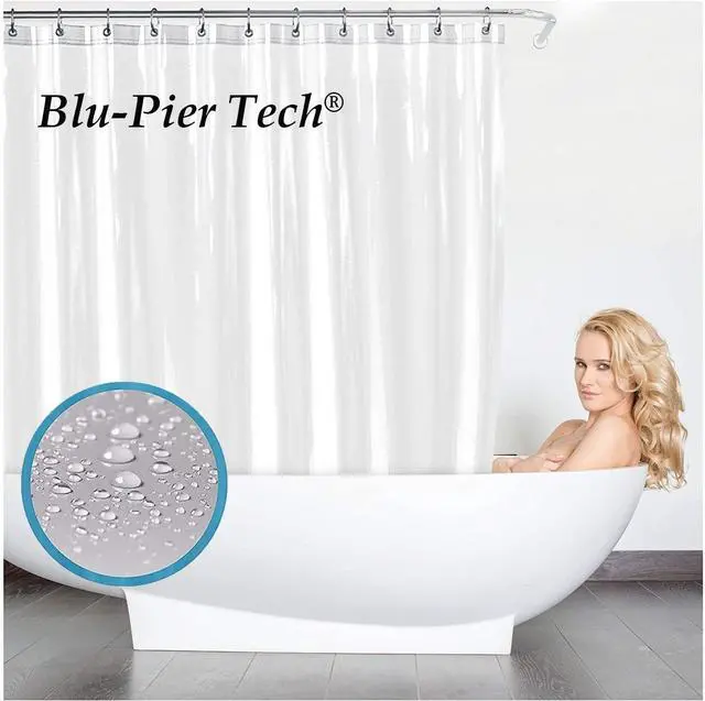 Alt view image 6 of 7 - Blu-Pier Tech Clear Shower Curtain Set,Waterproof,PEVA Shower Curtain Liner for Bathroom72W x 72H-6Gauge