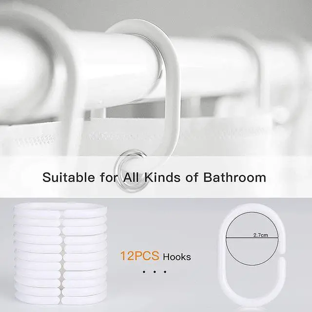 Alt view image 4 of 7 - Blu-Pier Tech Clear Shower Curtain Set,Waterproof,PEVA Shower Curtain Liner for Bathroom72W x 72H-6Gauge