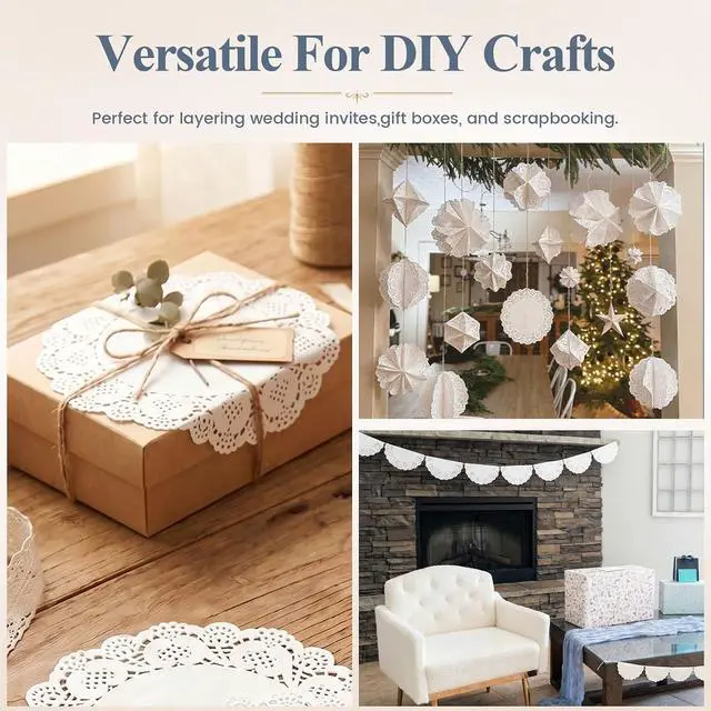 Alt view image 5 of 6 - HAKSEN 108 PCS Paper Doilies, 6.5, 8.5 and 10.5 inch Lace Doilies for Table | Round Paper Placemats for Party Table Cakes Dessert Trays Tableware Crafts Wedding and More
