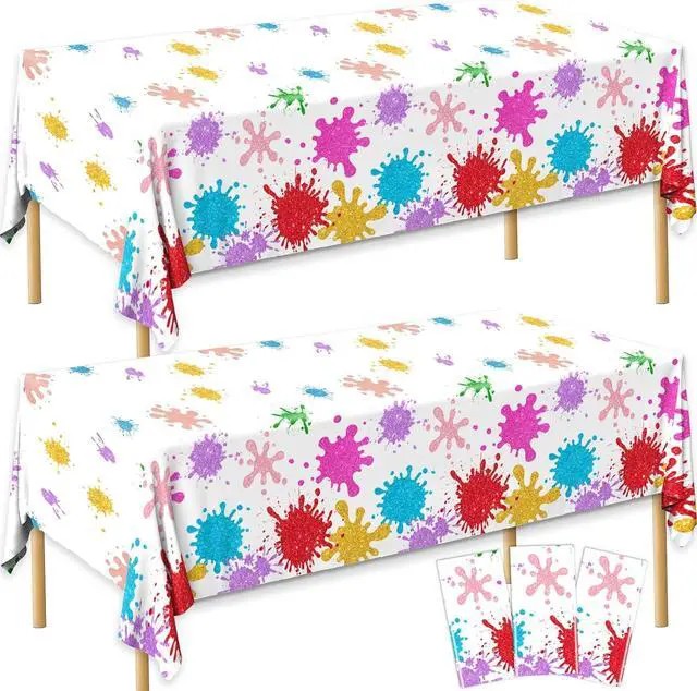 Main image of CMUSKO Paint Party Decorations 3Pcs Art Party Tablecloth Plastic Watercolor Painting Table Covers for Paint Splatter Birthday Decorations Supplies, 108x180cm