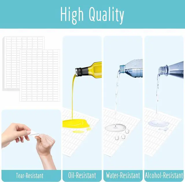 Alt view image 3 of 7 - 1540 White Rectangular Labels, White Code Labels Water/Oil/Tear Proof Stickers Removable No Residue for Bins, Kitchen Containers (Each Sheet is Letter Size 8.5 x 11)