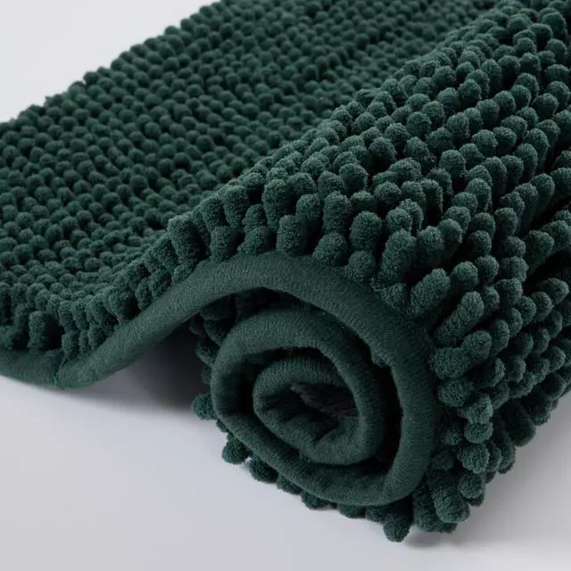 Main image of Chenille Bathroom Rug 24"x16" Extra Soft Absorbent Quick Dry Rugs, Green | Machine Washable Non-Slip Rugs for Tub Shower and Bathroom Floor Plush Shaggy Home Decor