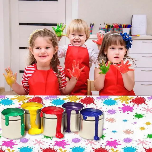 Alt view image 5 of 6 - CMUSKO Paint Party Decorations 3Pcs Art Party Tablecloth Plastic Watercolor Painting Table Covers for Paint Splatter Birthday Decorations Supplies, 108x180cm