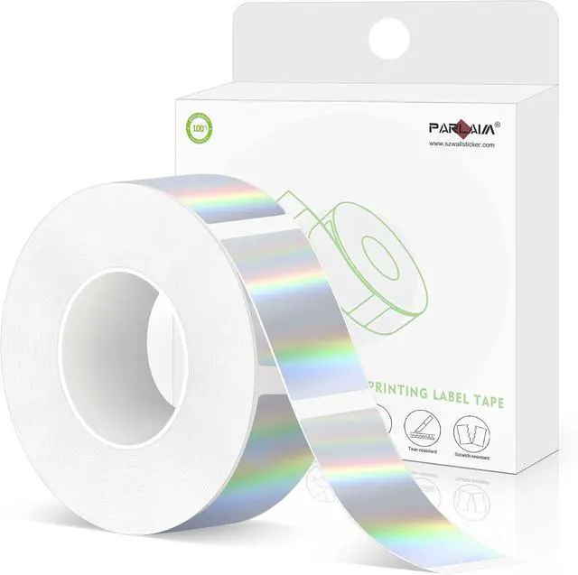 Main image of PARLAIM Label Maker Tape,Thermal Label 0.55"X1.18" (14mm X 30mm) 210 Labels/Roll,Compatible with D30 Label Printer,Self-Adhesive Label Tape for for Home Office Small Business (Holographic Silver)