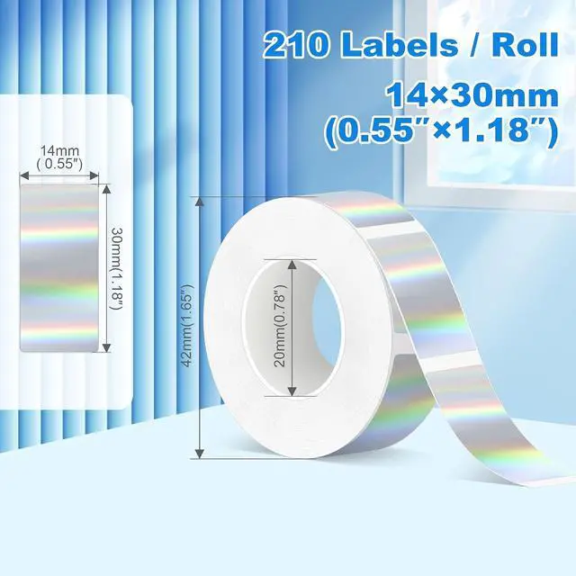 Alt view image 2 of 7 - PARLAIM Label Maker Tape,Thermal Label 0.55"X1.18" (14mm X 30mm) 210 Labels/Roll,Compatible with D30 Label Printer,Self-Adhesive Label Tape for for Home Office Small Business (Holographic Silver)