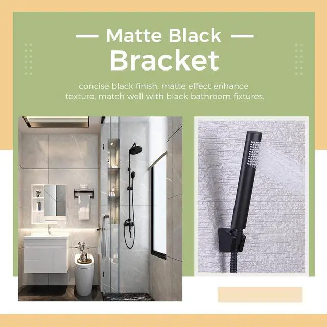 Alt view image 2 of 7 - Aomasi Handheld Shower Bracket with Two Slot, Matte Black, Wall Mounted | Rustproof ABS Plastic, Space-saving Two-slot Wall-mount Design, Shower Sprayer Holder Works for Outdoor Shower, Bidet Sprayer