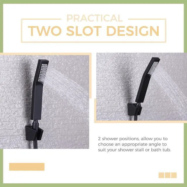 Alt view image 4 of 7 - Aomasi Handheld Shower Bracket with Two Slot, Matte Black, Wall Mounted | Rustproof ABS Plastic, Space-saving Two-slot Wall-mount Design, Shower Sprayer Holder Works for Outdoor Shower, Bidet Sprayer
