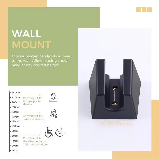 Alt view image 5 of 7 - Aomasi Handheld Shower Bracket with Two Slot, Matte Black, Wall Mounted | Rustproof ABS Plastic, Space-saving Two-slot Wall-mount Design, Shower Sprayer Holder Works for Outdoor Shower, Bidet Sprayer