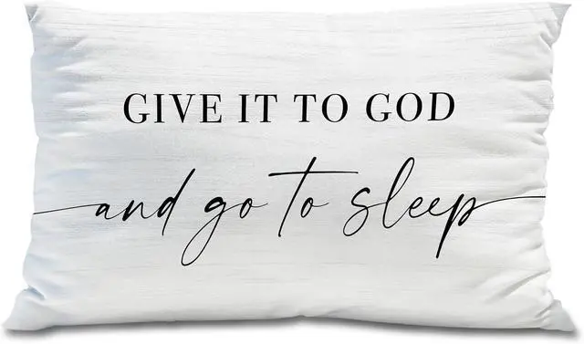 Main image of Knibeo Give It to God and Go to Sleep, Decorative Pillows Covers for Bed, Throw Pillows Cover for Bed,12x20 Pillow Cover,Decorative Bed Pillows for Bedroom Room(12x20, White)