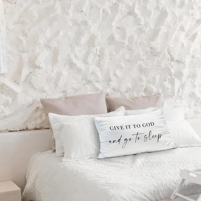 Alt view image 6 of 6 - Knibeo Give It to God and Go to Sleep, Decorative Pillows Covers for Bed, Throw Pillows Cover for Bed,12x20 Pillow Cover,Decorative Bed Pillows for Bedroom Room(12x20, White)
