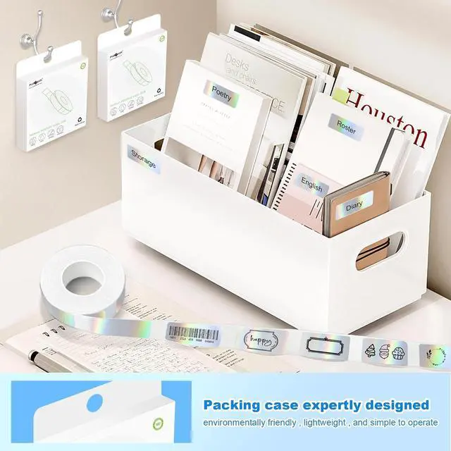 Alt view image 4 of 7 - PARLAIM Label Maker Tape,Thermal Label 0.55"X1.18" (14mm X 30mm) 210 Labels/Roll,Compatible with D30 Label Printer,Self-Adhesive Label Tape for for Home Office Small Business (Holographic Silver)