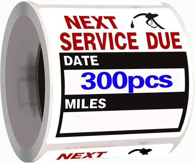 Main image of 300 Pieces Oil Change Stickers, Service Reminder Labels, Auto Maintenance Service Due Reminder Stickers Labels, 2 x 2 Inch, 1 Roll (Black)