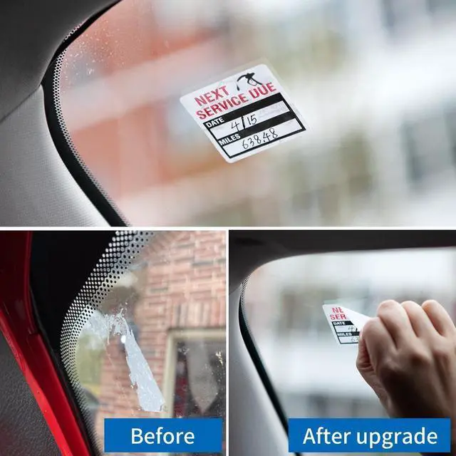 Alt view image 3 of 7 - 300 Pieces Oil Change Stickers, Service Reminder Labels, Auto Maintenance Service Due Reminder Stickers Labels, 2 x 2 Inch, 1 Roll (Black)