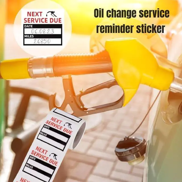 Alt view image 4 of 7 - 300 Pieces Oil Change Stickers, Service Reminder Labels, Auto Maintenance Service Due Reminder Stickers Labels, 2 x 2 Inch, 1 Roll (Black)