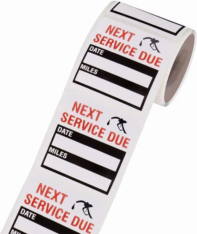 Alt view image 7 of 7 - 300 Pieces Oil Change Stickers, Service Reminder Labels, Auto Maintenance Service Due Reminder Stickers Labels, 2 x 2 Inch, 1 Roll (Black)