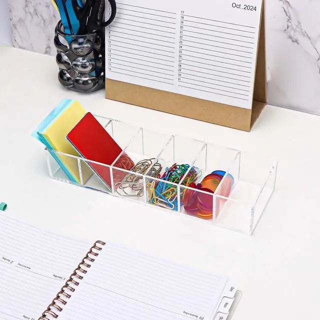Alt view image 2 of 7 - NatSumeBasics Drawer Organizer with 6 Compartments, Clear Desk Storage | 3.3 Width, Not Enough for Credit & Business Cards