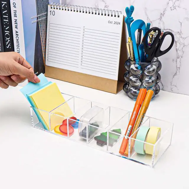 Alt view image 3 of 7 - NatSumeBasics Drawer Organizer with 6 Compartments, Clear Desk Storage | 3.3 Width, Not Enough for Credit & Business Cards