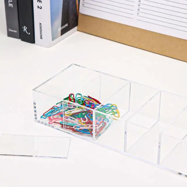 Alt view image 5 of 7 - NatSumeBasics Drawer Organizer with 6 Compartments, Clear Desk Storage | 3.3 Width, Not Enough for Credit & Business Cards