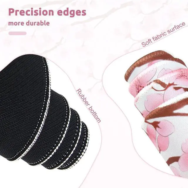 Alt view image 5 of 7 - Large Desk Keyboard Mouse Pads Mats 11.8 x 23.6 Inches | Non-Slip, 3mm Thickness, Stitched Edge, Washable, Resilient, for Office Accessories (Pink Sakura)