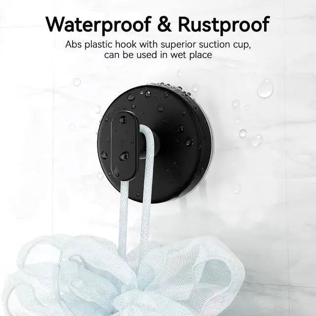 Alt view image 6 of 6 - Suction Cup Hooks for Shower, Removable Towel Hooks for Bathroom, Kitchen, Glass Door, Mirror, Tile Loofah, Towel, Coat, Bath Robe Hook for Hanging, Black 6 Pack