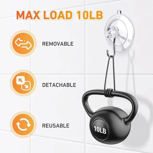 Alt view image 2 of 7 - KORCCI Suction Cup Hooks 16Pack - Max Load 10LB, 1.77Inch Clear Medium Suction Cups, No Trace, Reusable & Removable, Stainless Steel Hooks, for Tile, Glass, Window, Shower, Kitchen, Bathroom