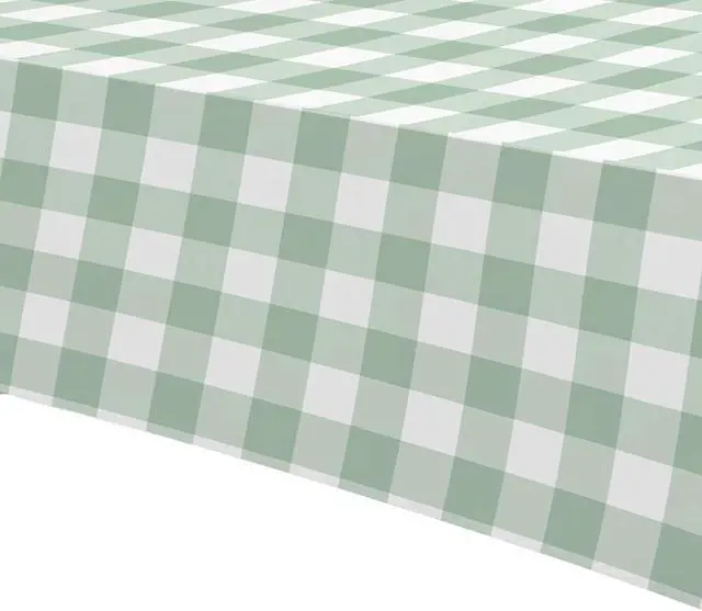 Alt view image 3 of 7 - Sage Green Gingham Party Tablecloth Decorations, 3 Pack, 55 x 86in | Green Checkered Disposable Plaid Party Supplies Tablecover, for Birthday Baby Shower Bridal Wedding