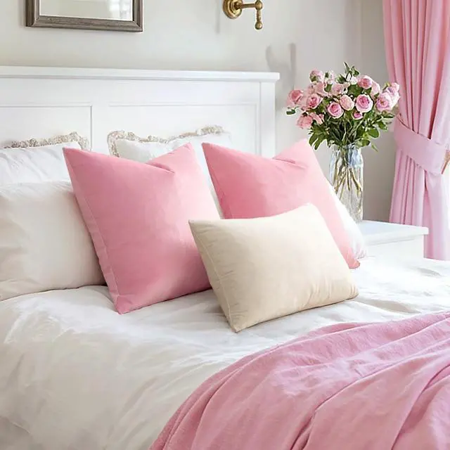 Alt view image 4 of 6 - EMEMA Pack of 2 Velvet Throw Pillow Covers Decorative Square Pillowcase Soft Solid Cushion Case for Sofa Bedroom Chair Car 18x18 Inch Bright Pink