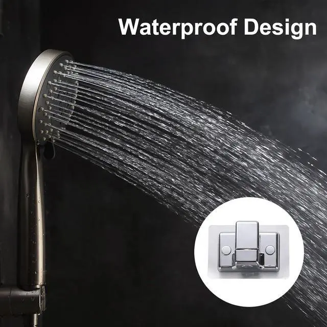 Alt view image 4 of 7 - uxcell Shower Head Holder Strong Adhesive, Adjustable Handheld Shower Wand Holder, No Drilling Handheld Showerhead Clips (Square, Silver)
