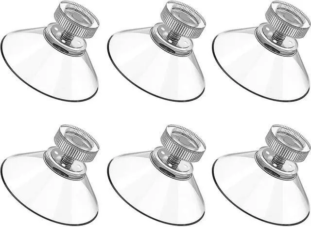 Main image of 6 PCS Suction Cups with Screw, Strong Windows Suction Cup Pads | Bolt-on Mount, 41 mm Clear PVC, Hanging Decorations, License Plate, Heavy Duty Hold, Suction Cups for Glass, Metal, Tiles