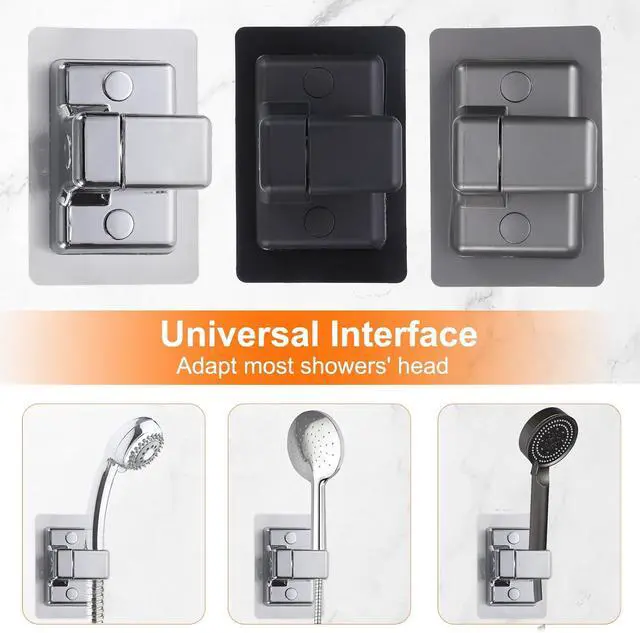 Alt view image 6 of 7 - uxcell Shower Head Holder Strong Adhesive, Adjustable Handheld Shower Wand Holder, No Drilling Handheld Showerhead Clips (Square, Silver)