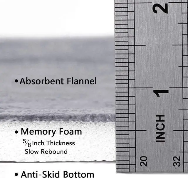 Alt view image 5 of 7 - Flamingo P Memory Foam Bath Mat for Bathroom Non Slip Quick Dry Super Water Absorbent Shower Rug,24x17,Grey