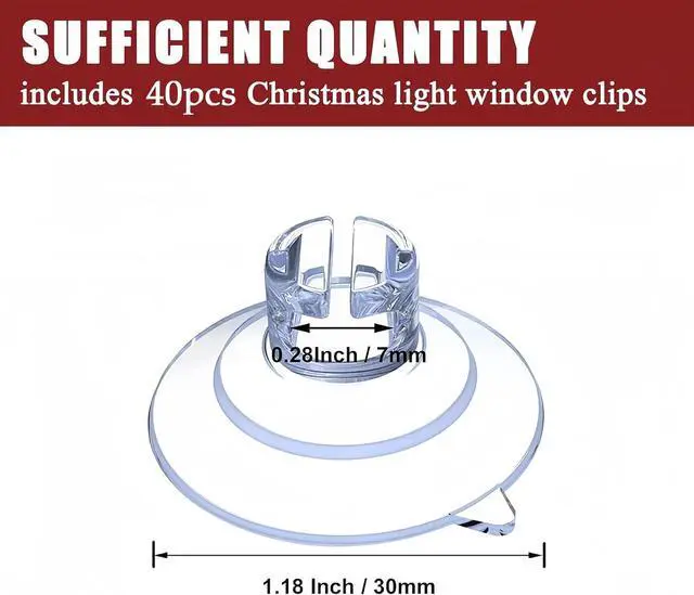 Alt view image 2 of 7 - 50 Pack Suction Cups for Glass - 1.2''/30mm Small Clear Rubber Suckers for Holiday Christmas Lights String Decoration, Strong Adhesive Suction Cups Holder for Table Window Mirror Bathroom