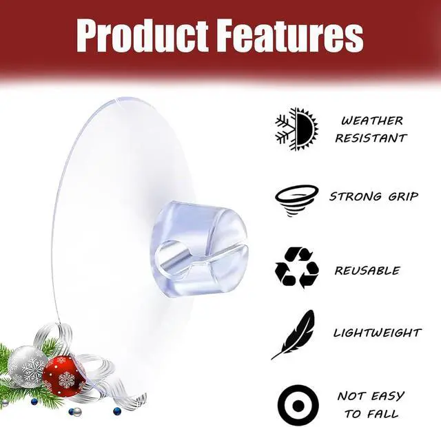 Alt view image 3 of 7 - 50 Pack Suction Cups for Glass - 1.2''/30mm Small Clear Rubber Suckers for Holiday Christmas Lights String Decoration, Strong Adhesive Suction Cups Holder for Table Window Mirror Bathroom