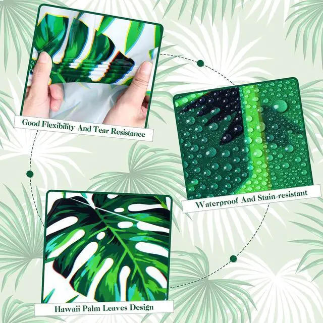 Alt view image 3 of 6 - Remagr 3 Pcs Hawaiian Luau Party Tablecloth Tropical Palm Leaves Table Covers 54 x 108 Inch Plastic Disposable Table Decorations for Summer Beach Cocktail Aloha Safari Jungle Party Supplies