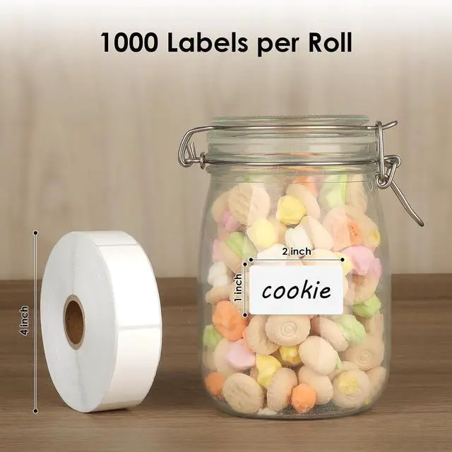 Alt view image 2 of 7 - MaxGear 1000 Removable Freezer Labels 1x2 Inch | Waterproof Oil Resistant Stickers, No Residue for Food Containers, Pantry Jars, Organization Meal Prep, 1 Roll